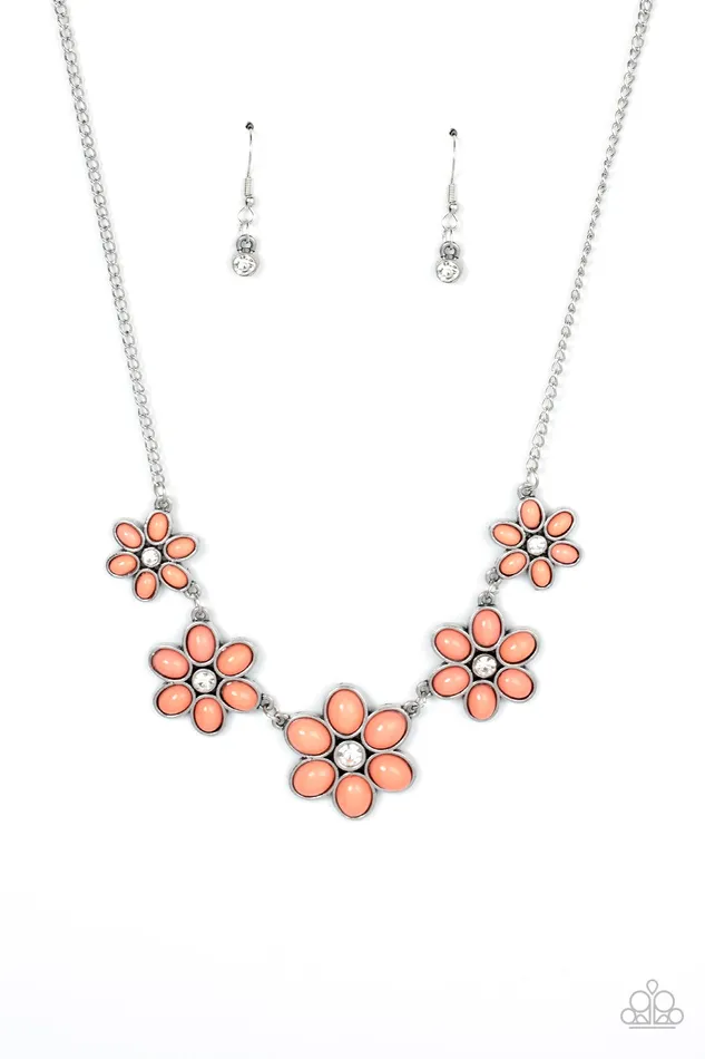 Paparazzi Accessories Necklaces Prairie Party Orange Coral Flower Rhinestone Silver Necklace Paparazzi Paparazzi Accessories Necklaces Prairie Party Orange Coral Flower Rhinestone Silver Necklace Paparazzi