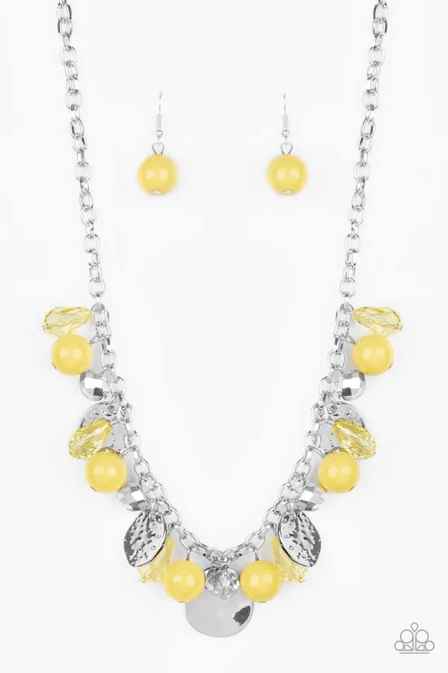 Paparazzi Accessories Necklaces Prismatic Sheen Yellow Bead Silver Disc Necklace Paparazzi Paparazzi Accessories Necklaces Prismatic Sheen Yellow Bead Silver Disc Necklace Paparazzi