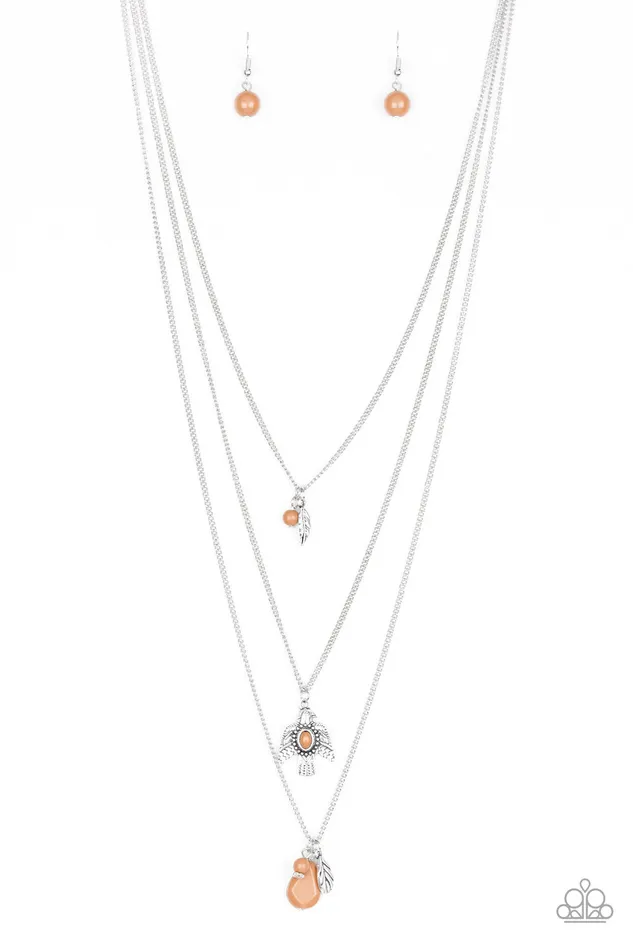 Paparazzi Accessories Necklaces Soar With The Eagles Brown Feather Charm Silver Necklace Paparazzi Paparazzi Accessories Necklaces Soar With The Eagles Brown Feather Charm Silver Necklace Paparazzi