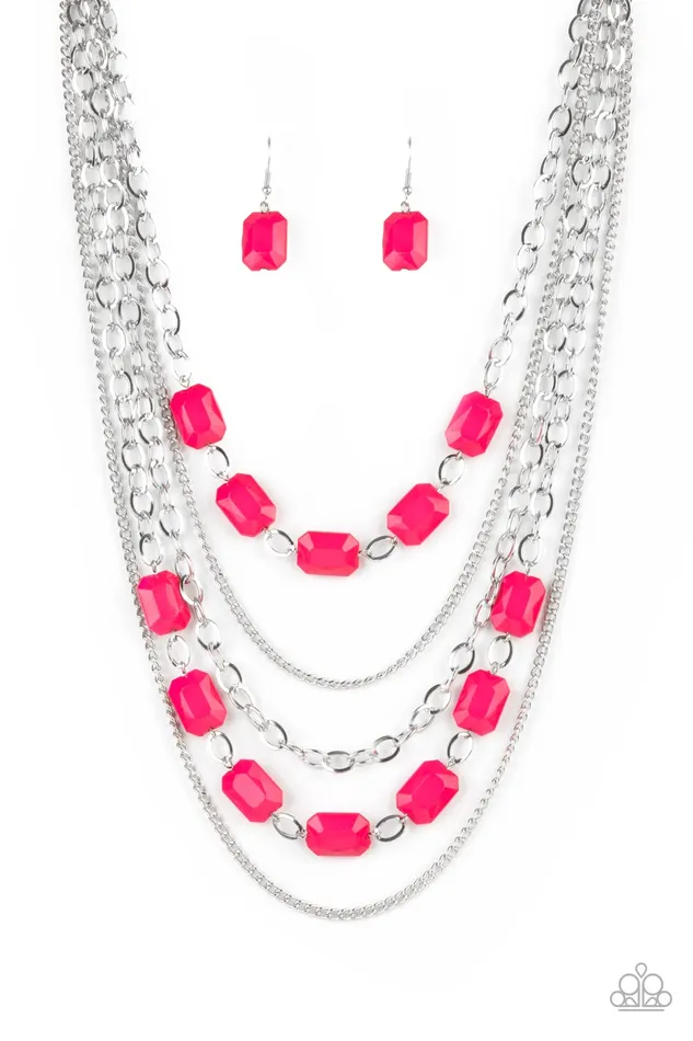 Paparazzi Accessories Necklaces Standout Strands Pink Bead Silver Layered Necklace Paparazzi Paparazzi Accessories Necklaces Standout Strands Pink Bead Silver Layered Necklace Paparazzi