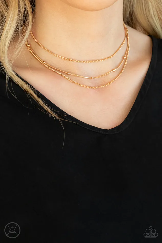 Paparazzi Accessories Necklaces Subtly Stunning Gold Snake Chain Layered Choker Necklace Paparazzi