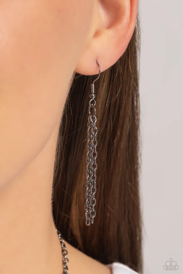 Paparazzi Accessories Necklaces Tassel Tune Black Gunmetal Long Necklace Paparazzi