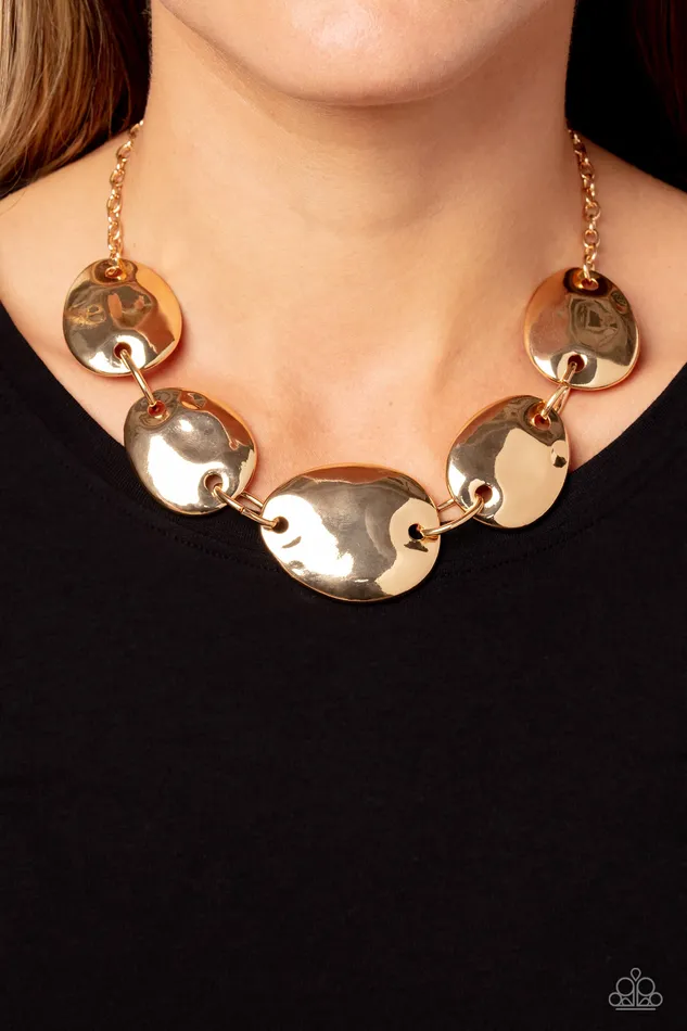Paparazzi Accessories Necklaces That RING You Do Gold Plate Short Necklace Paparazzi