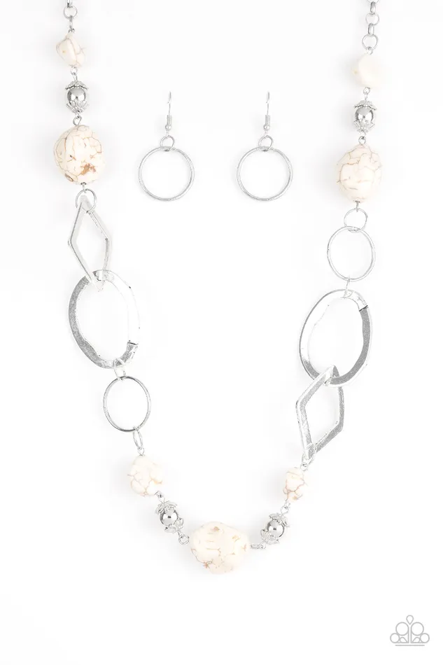 Paparazzi Accessories Necklaces Thats TERRAific White Cracked Stone Silver Necklace Paparazzi Paparazzi Accessories Necklaces Thats TERRAific White Cracked Stone Silver Necklace Paparazzi