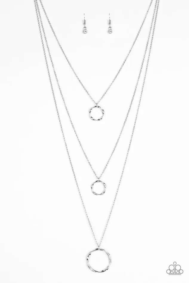 Paparazzi Accessories Necklaces Timelessly Twisted Paparazzi White Layered Twisted Hoop Silver Necklace Paparazzi Accessories Necklaces Timelessly Twisted Paparazzi White Layered Twisted Hoop Silver Necklace