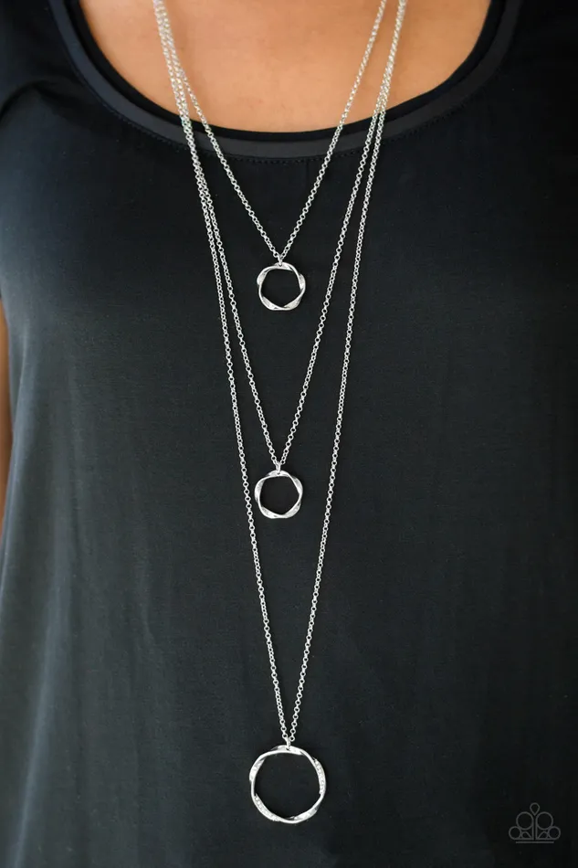 Paparazzi Accessories Necklaces Timelessly Twisted Paparazzi White Layered Twisted Hoop Silver Necklace Paparazzi Accessories Necklaces Timelessly Twisted Paparazzi White Layered Twisted Hoop Silver Necklace