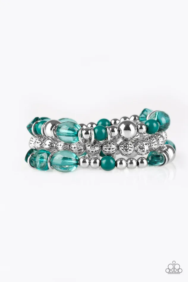 Paparazzi Accessories Paparazzi Malibu Marina Green and Silver Bead Stretchy Bracelet Bracelets Paparazzi Accessories Paparazzi Malibu Marina Green and Silver Bead Stretchy Bracelet Bracelets