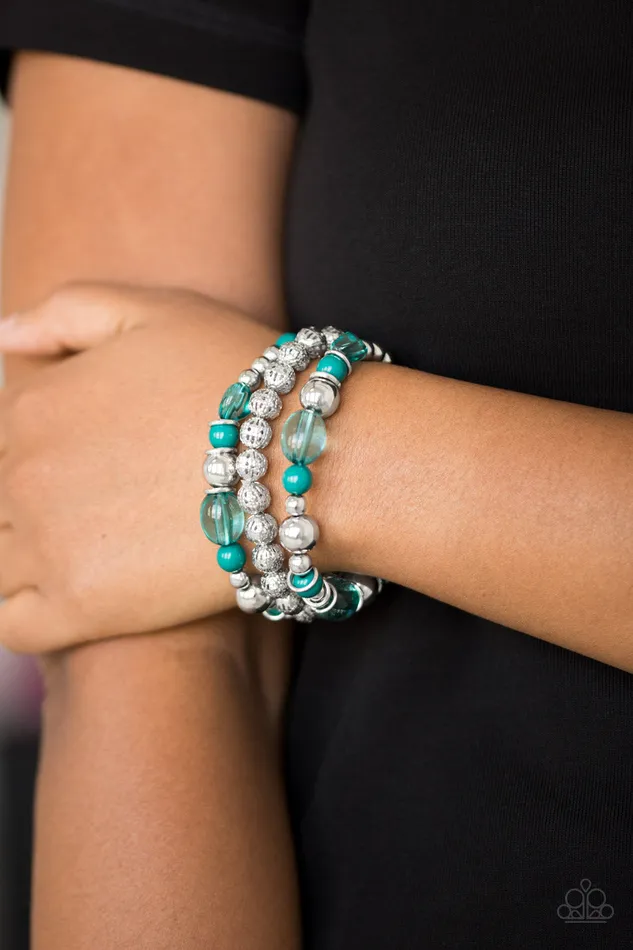 Paparazzi Accessories Paparazzi Malibu Marina Green and Silver Bead Stretchy Bracelet Bracelets Paparazzi Accessories Paparazzi Malibu Marina Green and Silver Bead Stretchy Bracelet Bracelets