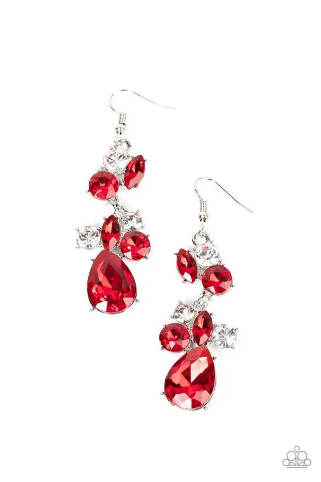 Paparazzi Accessories Rhinestone Reveler Red Gem Silver Earrings Paparazzi Earrings Paparazzi Accessories Rhinestone Reveler Red Gem Silver Earrings Paparazzi Earrings