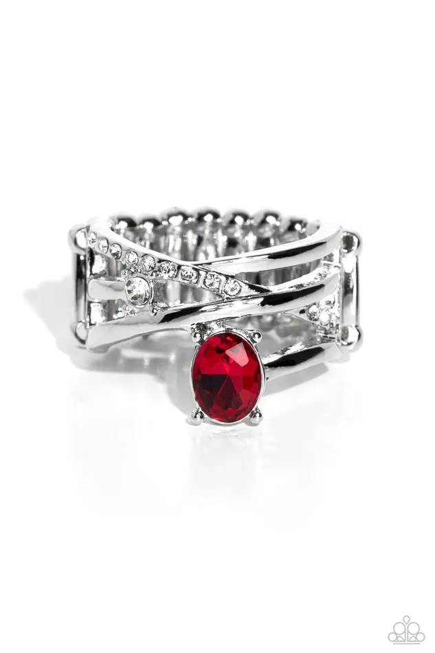 Paparazzi Accessories Rings Alternating Allure Red Rhinestone Silver Ring Paparazzi Paparazzi Accessories Rings Alternating Allure Red Rhinestone Silver Ring Paparazzi