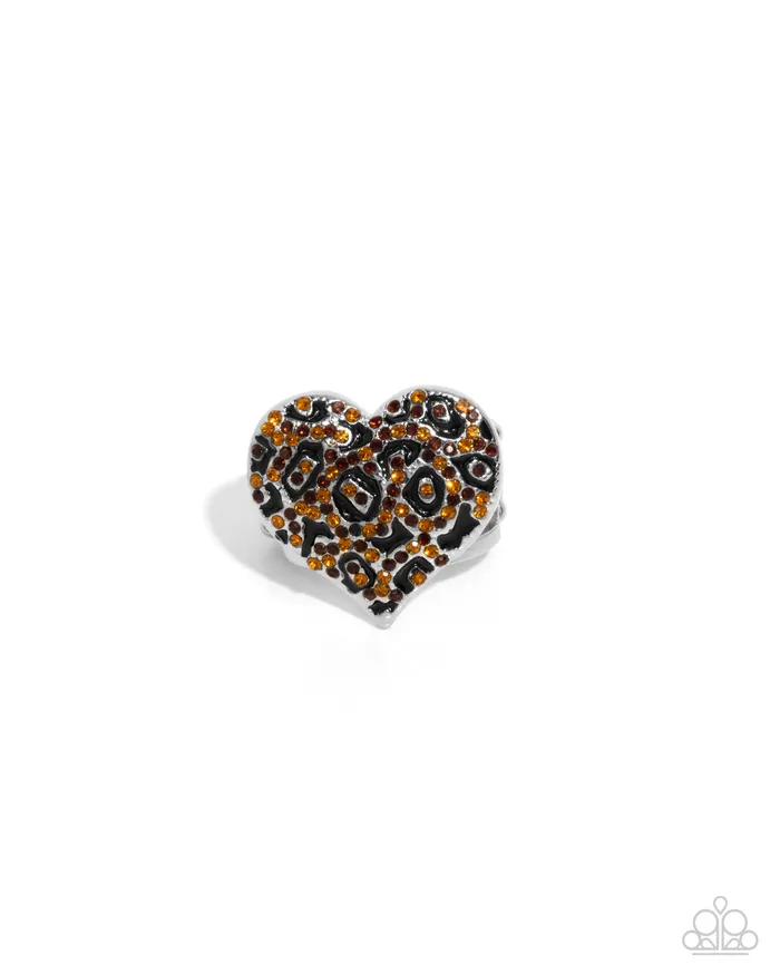 Paparazzi Accessories Rings Cheetah Cameo Brown Animal Print Rhinestone Silver Heart Ring Paparazzi Paparazzi Accessories Rings Cheetah Cameo Brown Animal Print Rhinestone Silver Heart Ring Paparazzi