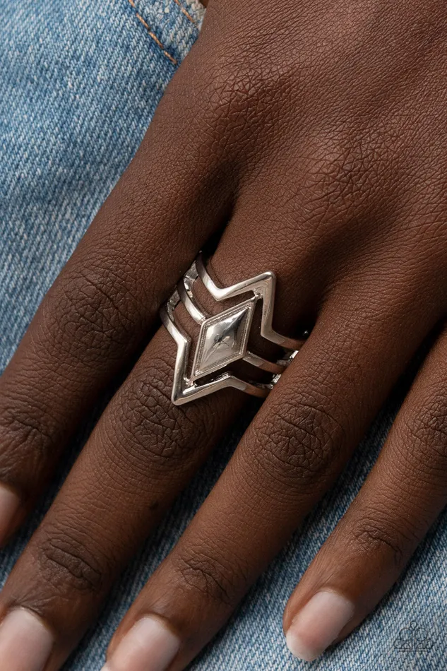 Paparazzi Accessories Rings Deceivingly Diamond Silver Diamond Shaped Ring Paparazzi