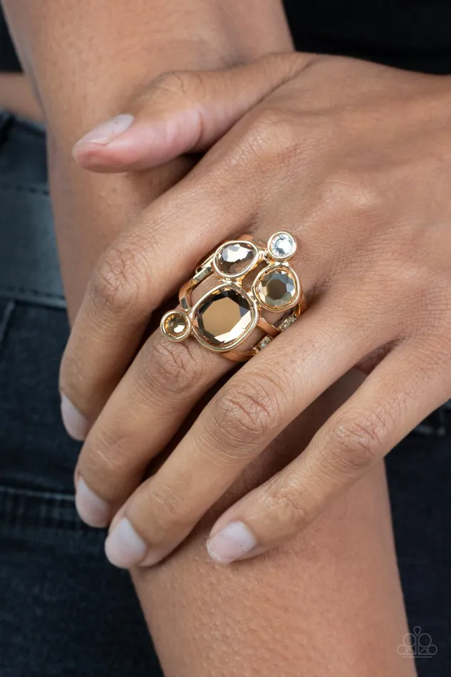 Paparazzi Accessories Rings Demandingly Duchess Brown Gem Gold Ring Paparazzi