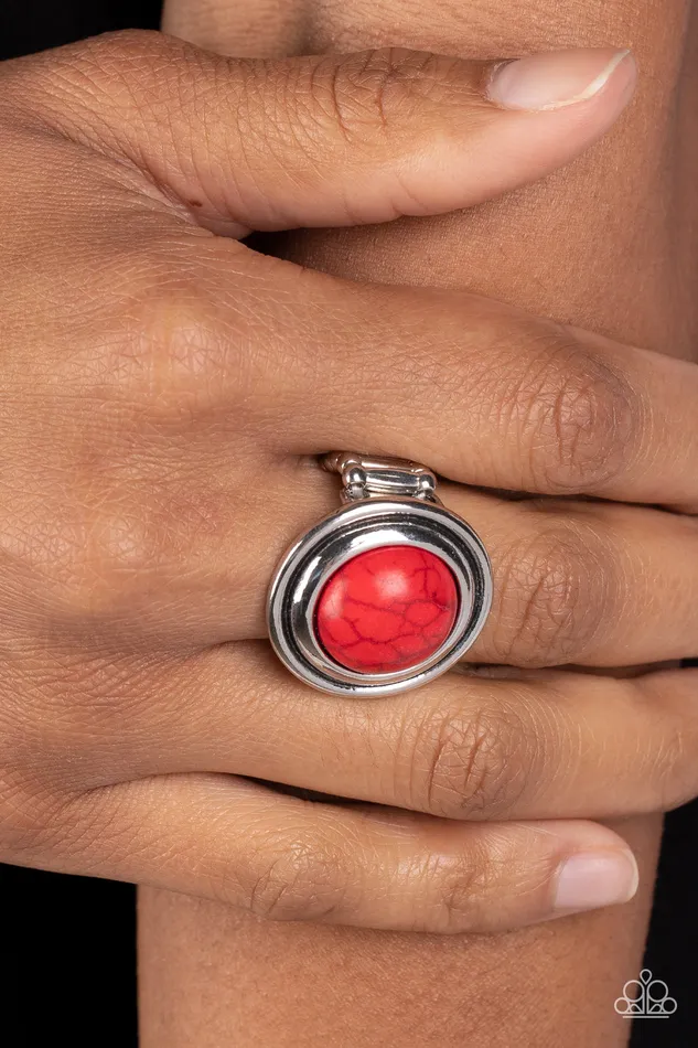 Paparazzi Accessories Rings Drive You Wild Red Stone Silver Ring Paparazzi