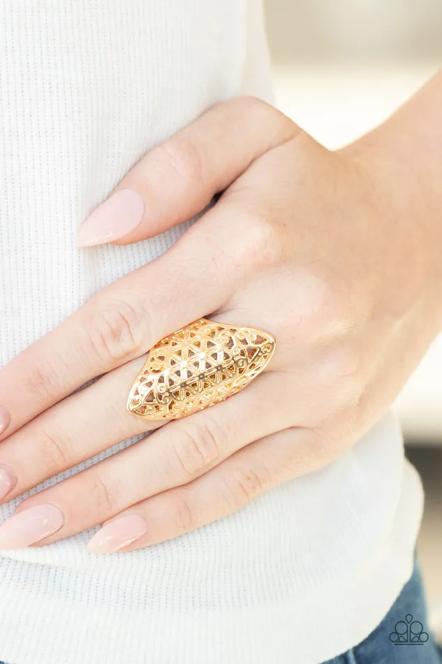 Paparazzi Accessories Rings FRILL Ride Gold Floral Filigree Ring