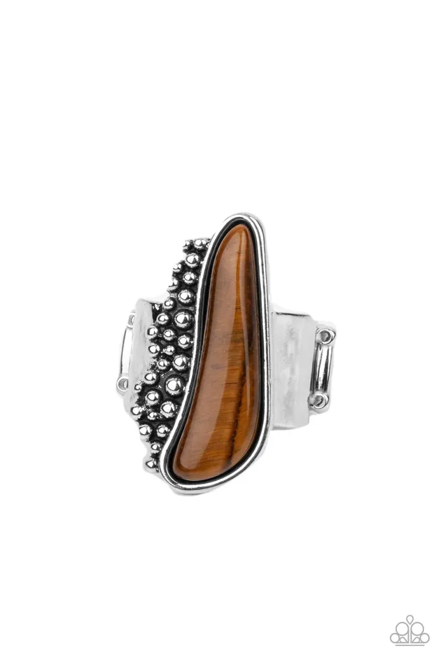Paparazzi Accessories Rings Gemstone Guide Brown Tigers Eye Stone Silver Ring Paparazzi