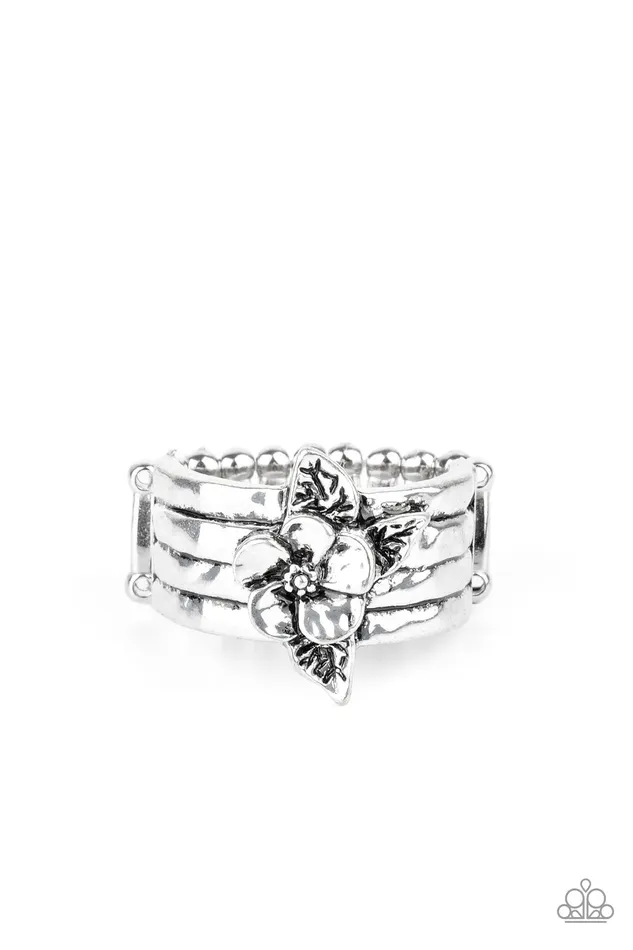 Paparazzi Accessories Rings Island Icon Silver Floral Ring Paparazzi