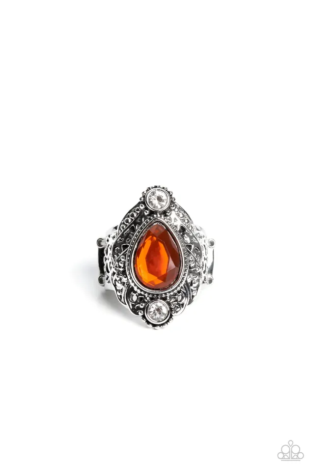 Paparazzi Accessories Rings Mystical Mania Orange Gem Silver Ring Paparazzi