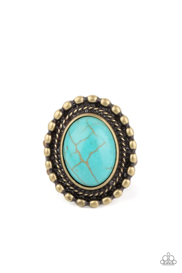 Paparazzi Accessories Rings Sedona Soul Brass Frame Turquoise Stone Ring Paparazzi Paparazzi Accessories Rings Sedona Soul Brass Frame Turquoise Stone Ring Paparazzi