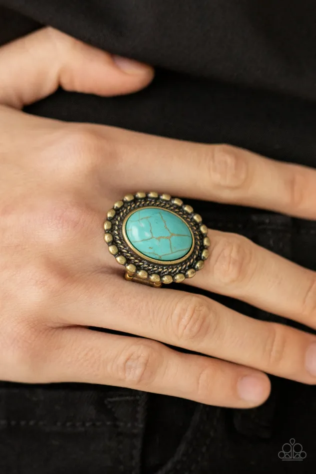 Paparazzi Accessories Rings Sedona Soul Brass Frame Turquoise Stone Ring Paparazzi