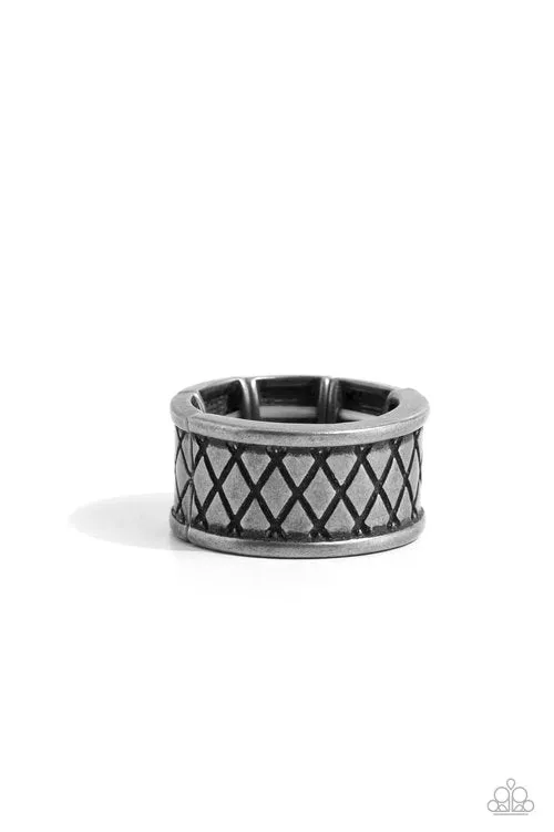 Paparazzi Accessories Rings Triple Crossed Silver Urban Mens Ring Paparazzi