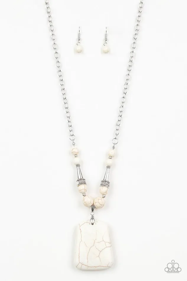 Paparazzi Accessories Sandstone Oasis White Cracked Stone Silver Necklace Paparazzi Necklaces Paparazzi Accessories Sandstone Oasis White Cracked Stone Silver Necklace Paparazzi Necklaces