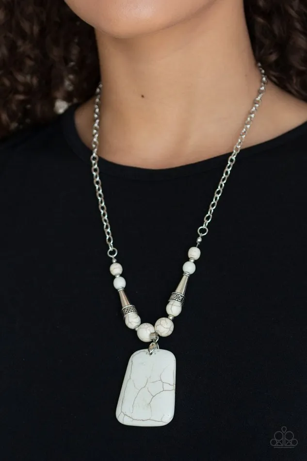Paparazzi Accessories Sandstone Oasis White Cracked Stone Silver Necklace Paparazzi Necklaces