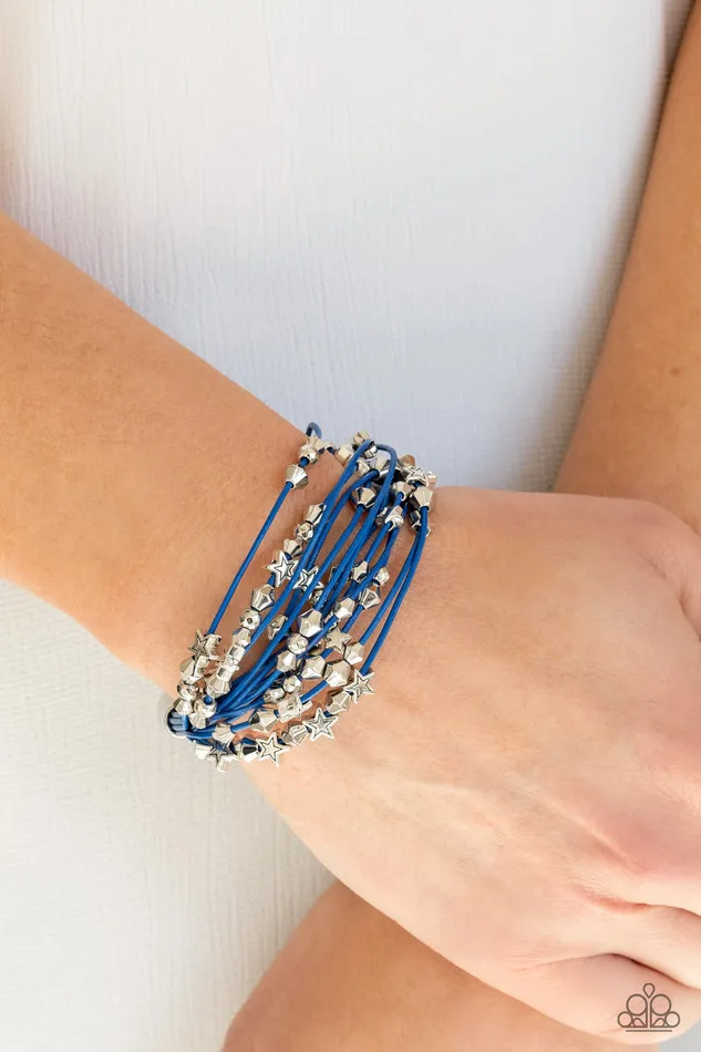 Paparazzi Accessories StarStudded Affair Blue Cord Silver Star Magnet Bracelet Paparazzi Bracelets