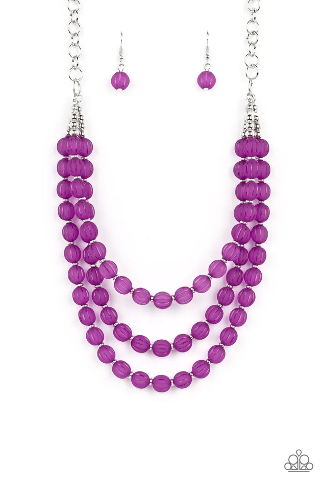 Paparazzi Accessories Summer Surprise Purple Bead Silver Layered Necklace Paparazzi Necklaces Paparazzi Accessories Summer Surprise Purple Bead Silver Layered Necklace Paparazzi Necklaces