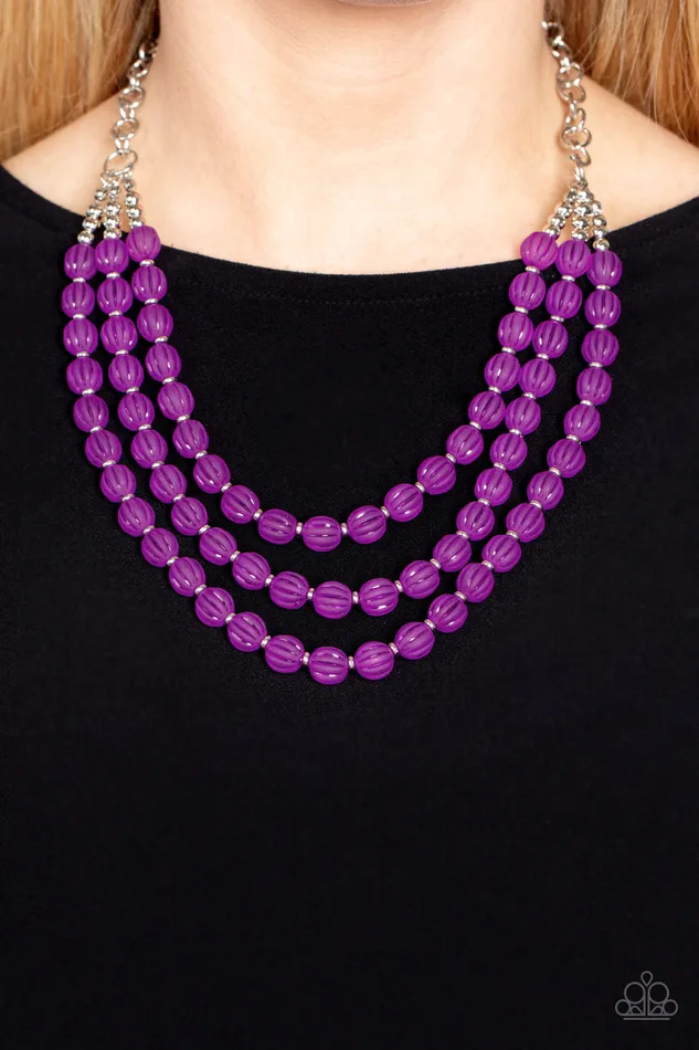 Paparazzi Accessories Summer Surprise Purple Bead Silver Layered Necklace Paparazzi Necklaces