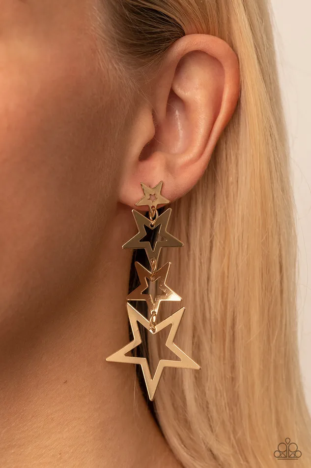 Paparazzi Accessories Superstar Crescendo Gold Star Post Earrings Paparazzi Earrings