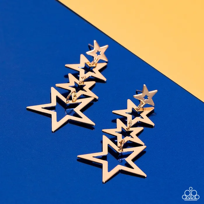 Paparazzi Accessories Superstar Crescendo Gold Star Post Earrings Paparazzi Earrings