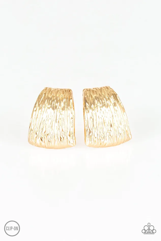 Paparazzi Accessories Superstar Shimmer Paparazzi Gold Textured ClipOn Earrings Earrings Paparazzi Accessories Superstar Shimmer Paparazzi Gold Textured ClipOn Earrings Earrings