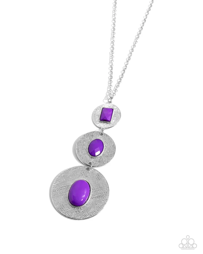 Paparazzi Accessories Talisman Trendsetter Purple Bead Silver Circle Long Necklace Paparazzi Necklaces