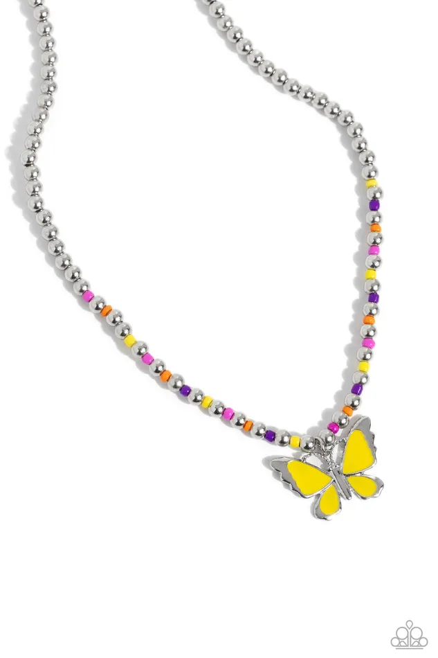 Paparazzi Accessories Vibrant Flutter Yellow Butterfly Colorful Seed Bead Short Necklace Paparazzi Necklaces Paparazzi Accessories Vibrant Flutter Yellow Butterfly Colorful Seed Bead Short Necklace Paparazzi Necklaces