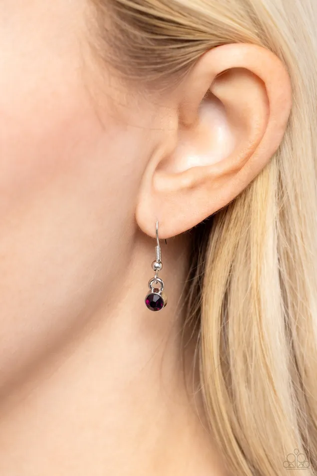 Paparazzi Accessories Wallflower Wonderland Purple Rhinestone Silver Flower Short Necklace Paparazzi Necklaces