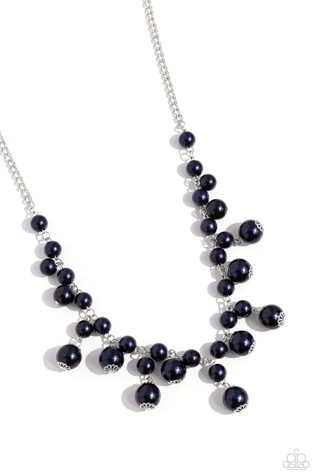 Paparazzi Soon to be Mrs Blue Pearl Fringe Silver Necklace Paparazzi Accessories Necklaces Paparazzi Soon to be Mrs Blue Pearl Fringe Silver Necklace Paparazzi Accessories Necklaces
