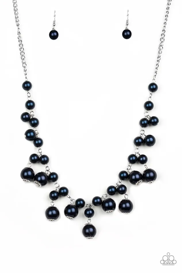 Paparazzi Soon to be Mrs Blue Pearl Fringe Silver Necklace Paparazzi Accessories Necklaces