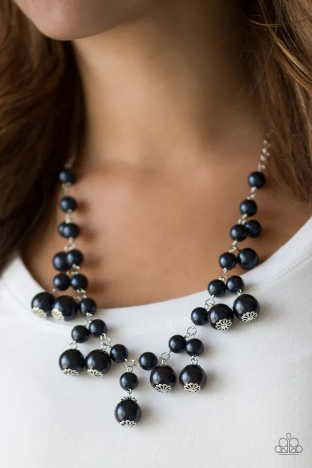 Paparazzi Soon to be Mrs Blue Pearl Fringe Silver Necklace Paparazzi Accessories Necklaces