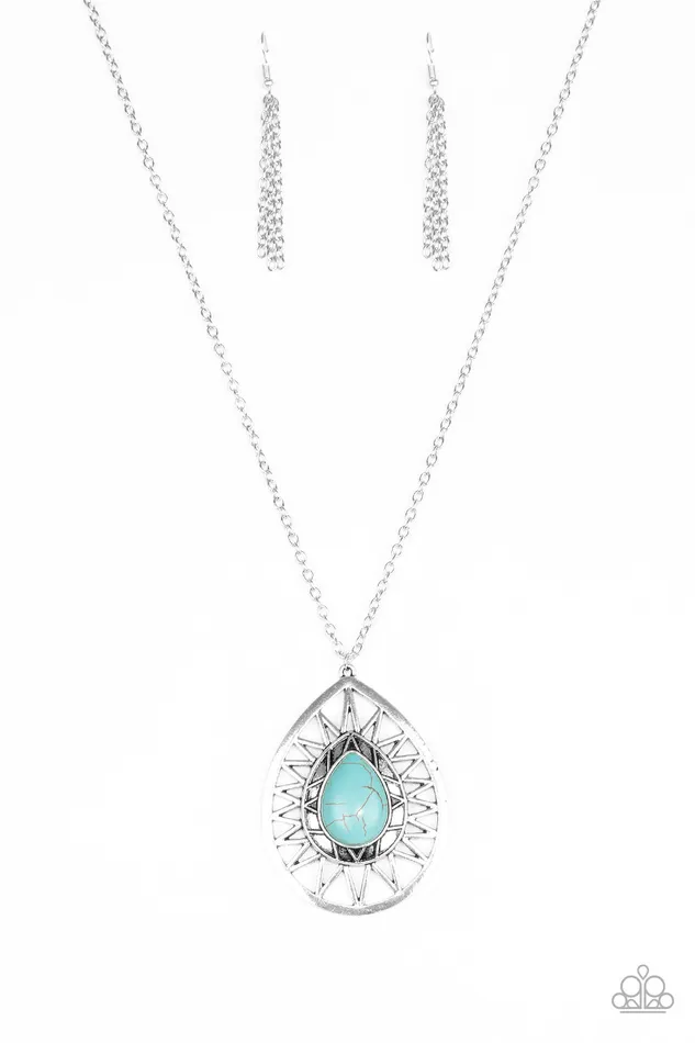 Paparazzi Summer Sunbeam Blue Turquoise Silver Frame Teardrop Pendant Necklace Paparazzi Accessories Necklaces Paparazzi Summer Sunbeam Blue Turquoise Silver Frame Teardrop Pendant Necklace Paparazzi Accessories Necklaces