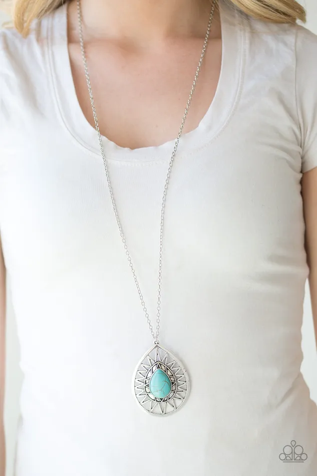 Paparazzi Summer Sunbeam Blue Turquoise Silver Frame Teardrop Pendant Necklace Paparazzi Accessories Necklaces Paparazzi Summer Sunbeam Blue Turquoise Silver Frame Teardrop Pendant Necklace Paparazzi Accessories Necklaces