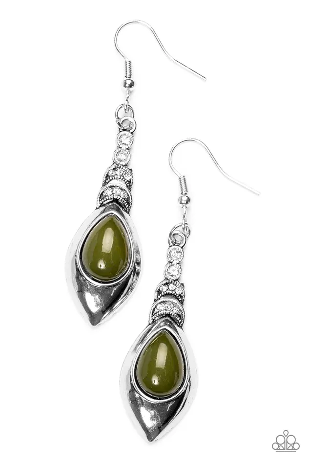 Paparazzi You Know Hue Green Teardrop Bead White Rhinestone Silver Earrings Paparazzi Accessories Earrings Paparazzi You Know Hue Green Teardrop Bead White Rhinestone Silver Earrings Paparazzi Accessories Earrings