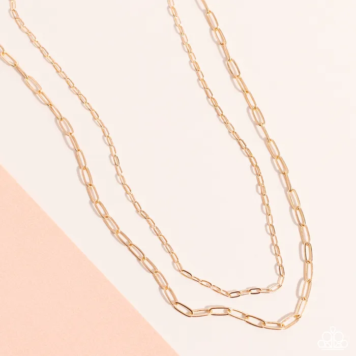 Polished Paperclips Gold Layered Chain Choker Necklace Paparazzi Paparazzi Accessories Necklaces