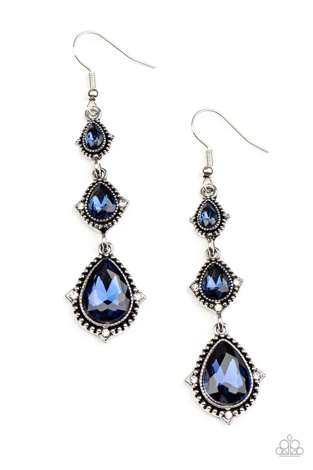 Prague Princess Blue Gem White Rhinestone Silver Earrings Paparazzi Paparazzi Accessories Earrings Prague Princess Blue Gem White Rhinestone Silver Earrings Paparazzi Paparazzi Accessories Earrings