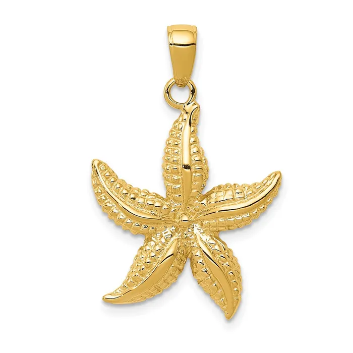 PreStyled Sets 14k Yellow Gold 20 mm Textured Starfish Pendant 277 grams Qgold PreStyled Sets 14k Yellow Gold 20 mm Textured Starfish Pendant 277 grams Qgold