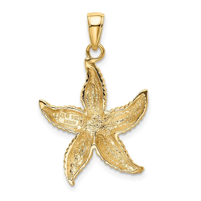 PreStyled Sets 14k Yellow Gold 20 mm Textured Starfish Pendant 277 grams Qgold PreStyled Sets 14k Yellow Gold 20 mm Textured Starfish Pendant 277 grams Qgold