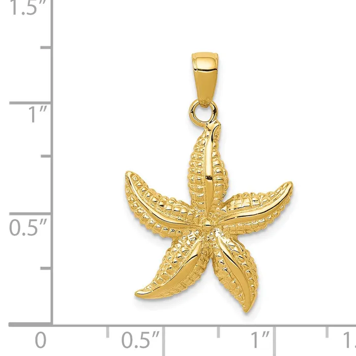 PreStyled Sets 14k Yellow Gold 20 mm Textured Starfish Pendant 277 grams Qgold PreStyled Sets 14k Yellow Gold 20 mm Textured Starfish Pendant 277 grams Qgold