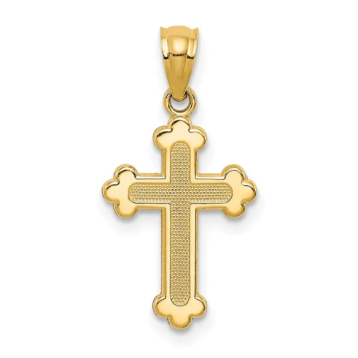 PreStyled Sets Qgold 14k Yellow Gold 115 mm Gold Polished Small Budded Cross 046 grams PreStyled Sets Qgold 14k Yellow Gold 115 mm Gold Polished Small Budded Cross 046 grams