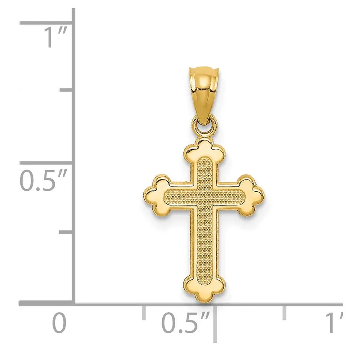 PreStyled Sets Qgold 14k Yellow Gold 115 mm Gold Polished Small Budded Cross 046 grams
