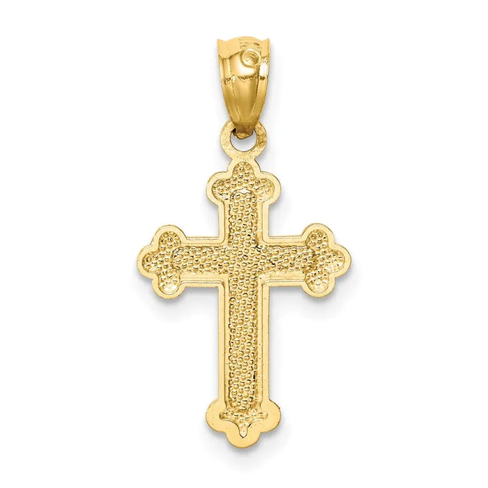 PreStyled Sets Qgold 14k Yellow Gold 115 mm Gold Polished Small Budded Cross 046 grams